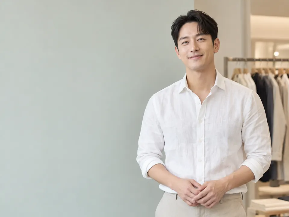 옷가게에서 손님을 맞을 준비를 하는 사업자