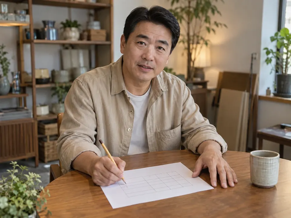 책상에서 갚을 금액을 종이에 적어 보는 남성